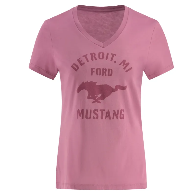 Ford Mustang Womens Vintage Logo V Neck T-Shirt sold by Ford
