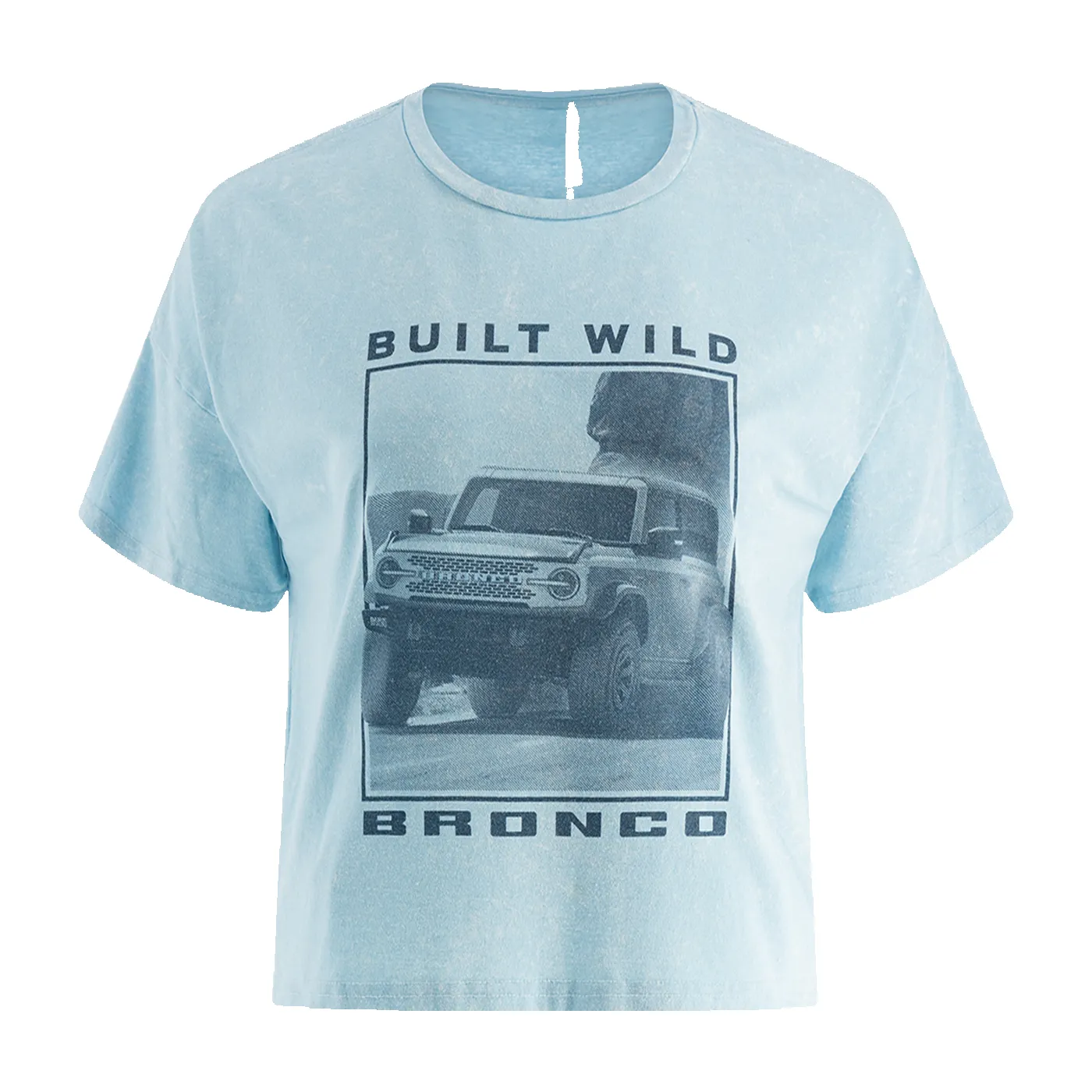 Ford Bronco Built Wild Womens Light Blue Cropped T-Shirt sold by Ford