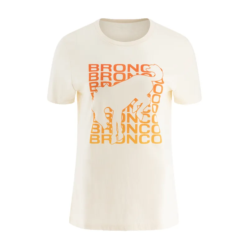 Ford Bronco Womens Retro Ombre Text White Short Sleeeve T-Shirt sold by Ford