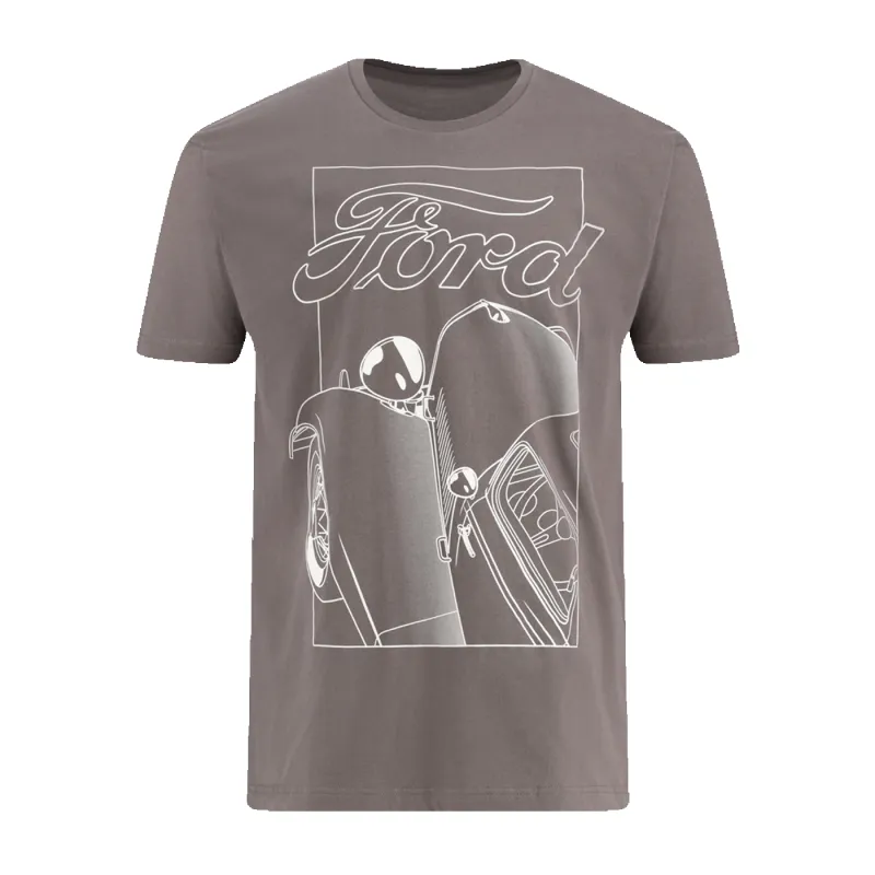 Ford Script Mens Charcoal Gray Model T Short Sleeve T-Shirt sold by Ford