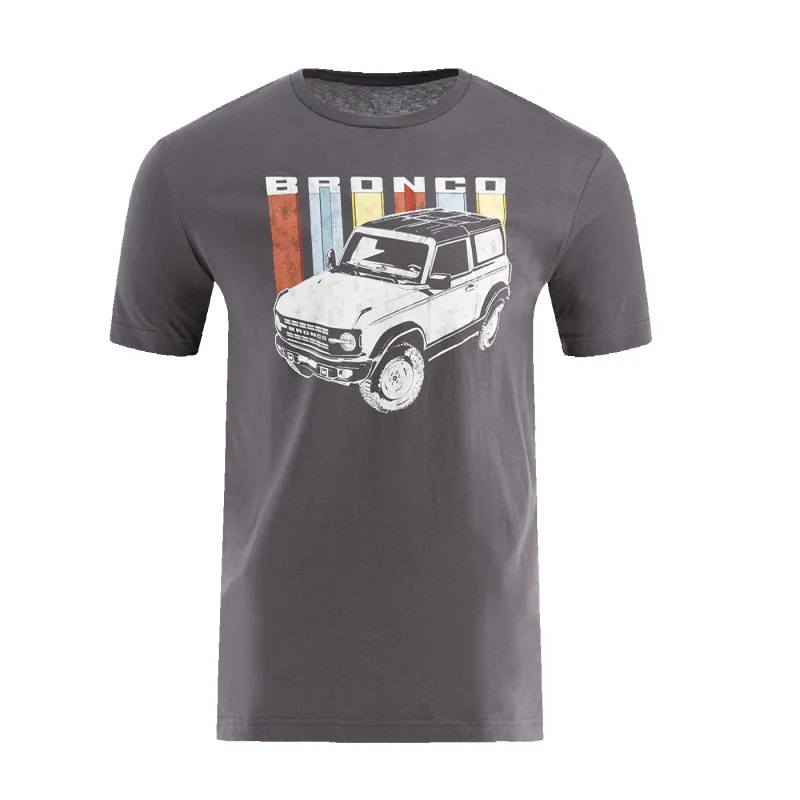 Ford Bronco Mens Retro Primary Color Charcoal Graphic T-Shirt sold by Ford