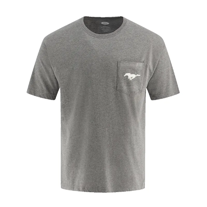 Ford Mustang Mens Tribar Logo Gray Pocket T-Shirt sold by Ford