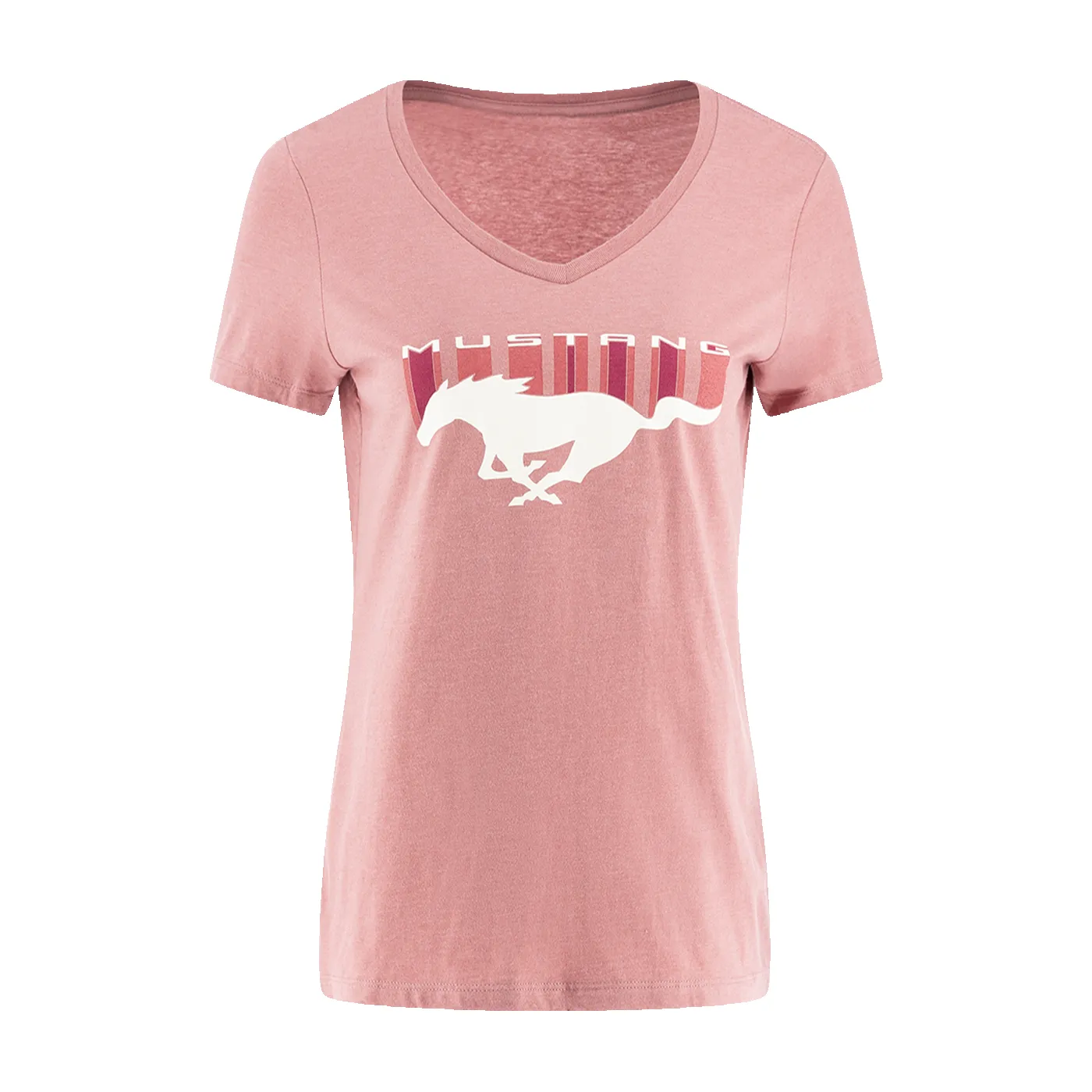 Ford Mustang Womens Pony Logo Pink V Neck T-Shirt sold by Ford