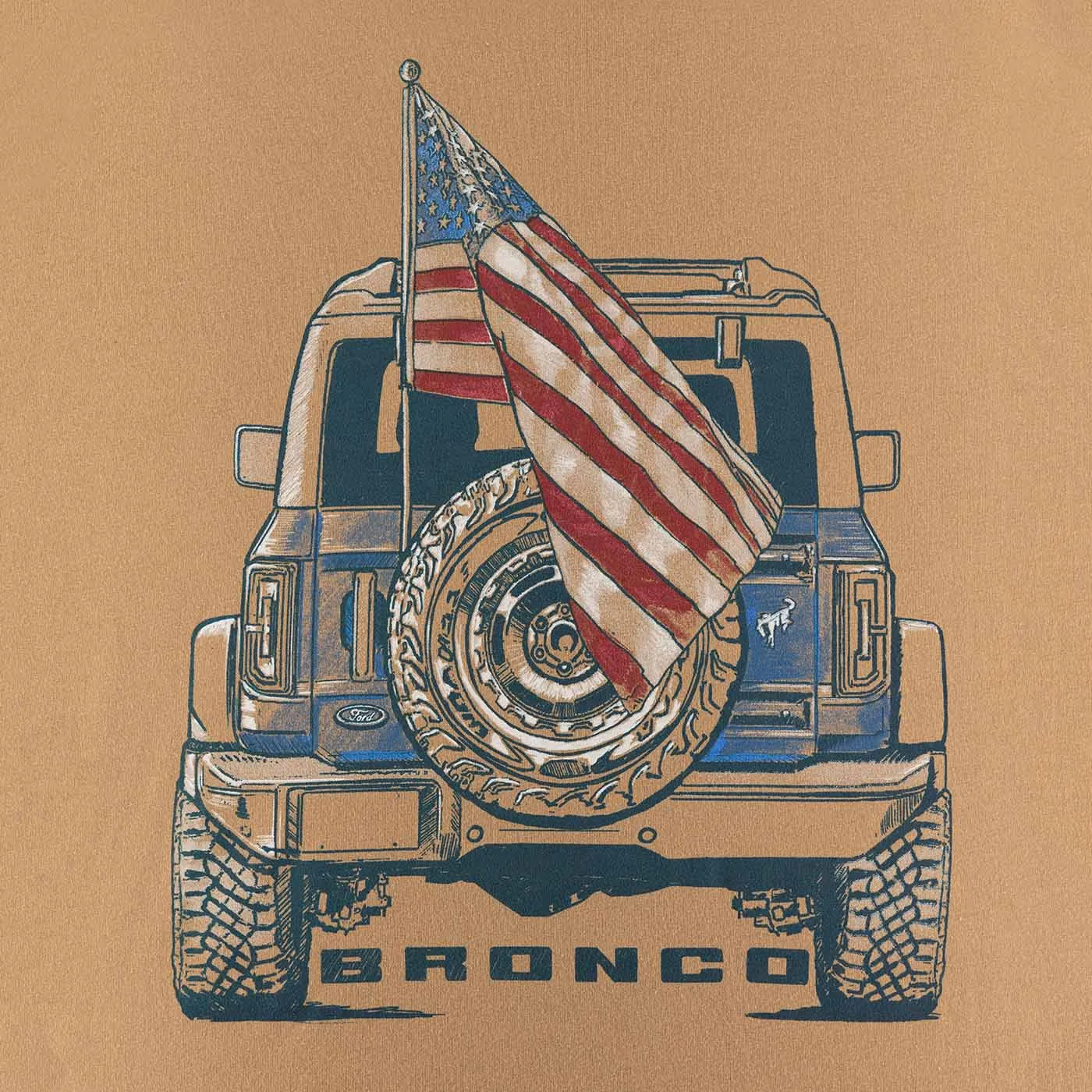 Ford Bronco Mens Illustrated Patriotic Graphic Long Sleeve Shirt sold by Ford product image thumbnail 4