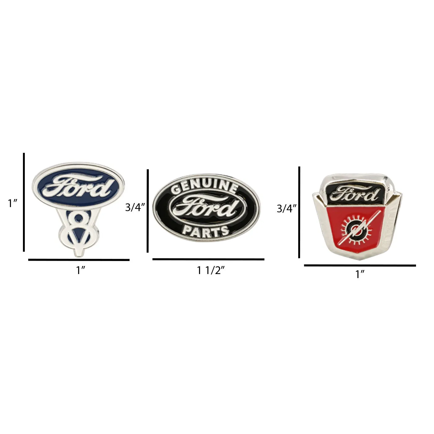 Ford Vintage Logo 3pc Enamel Pin Set sold by Ford product image thumbnail 3