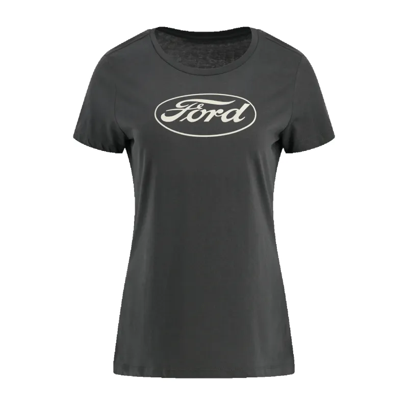 Ford Oval Womens Vintage Charcoal Gray Short Sleeve T-Shirt sold by Ford