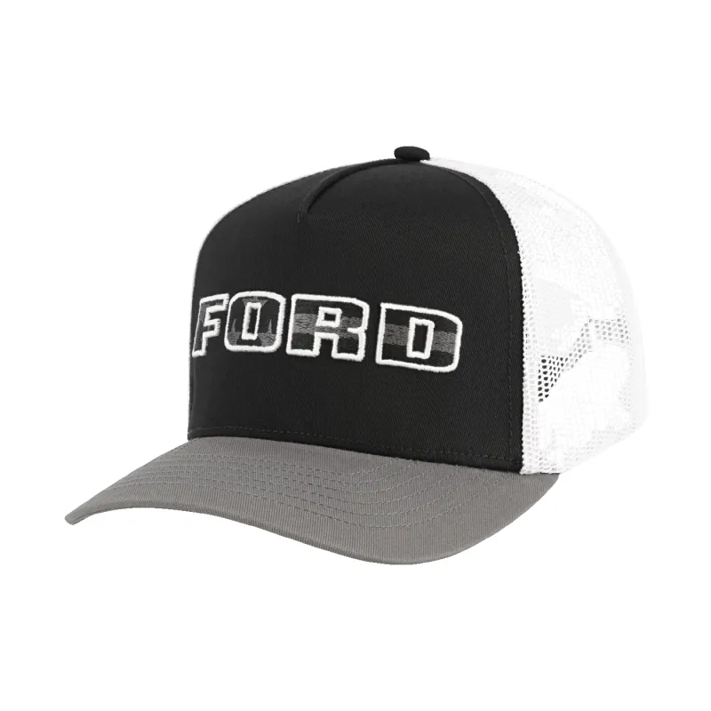 Ford Trucks Block Letter White Mesh Snapback Hat sold by Ford