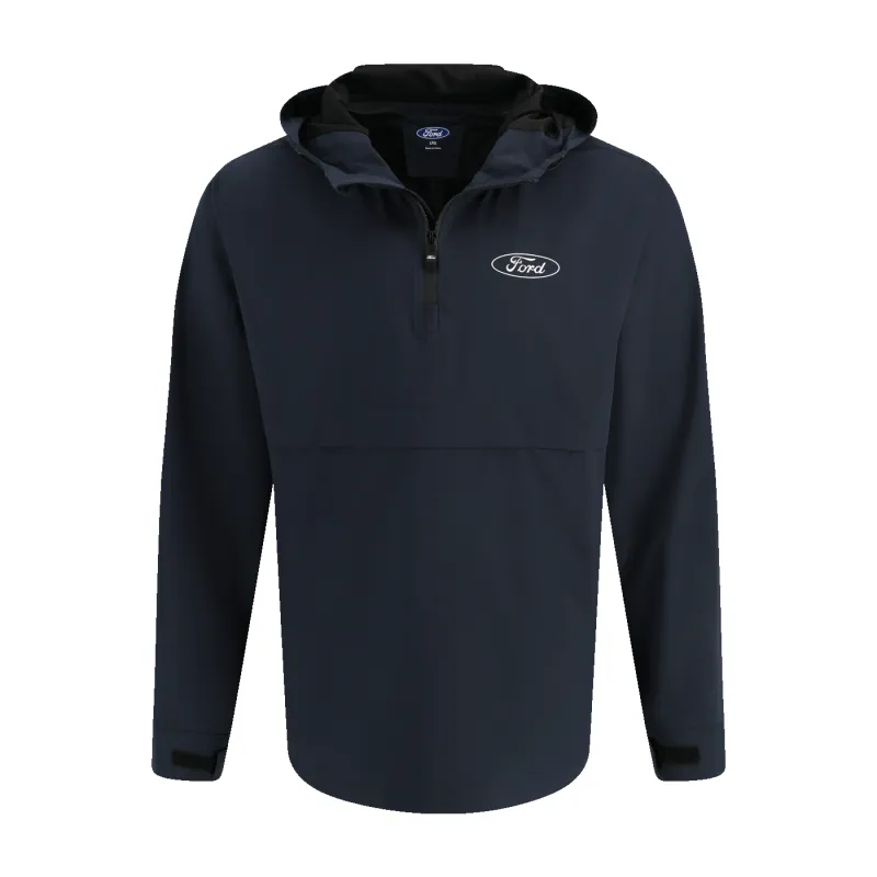 Ford Mens Navy Blue Packable Quarter Zip Windbreaker Rain Jacket sold by Ford