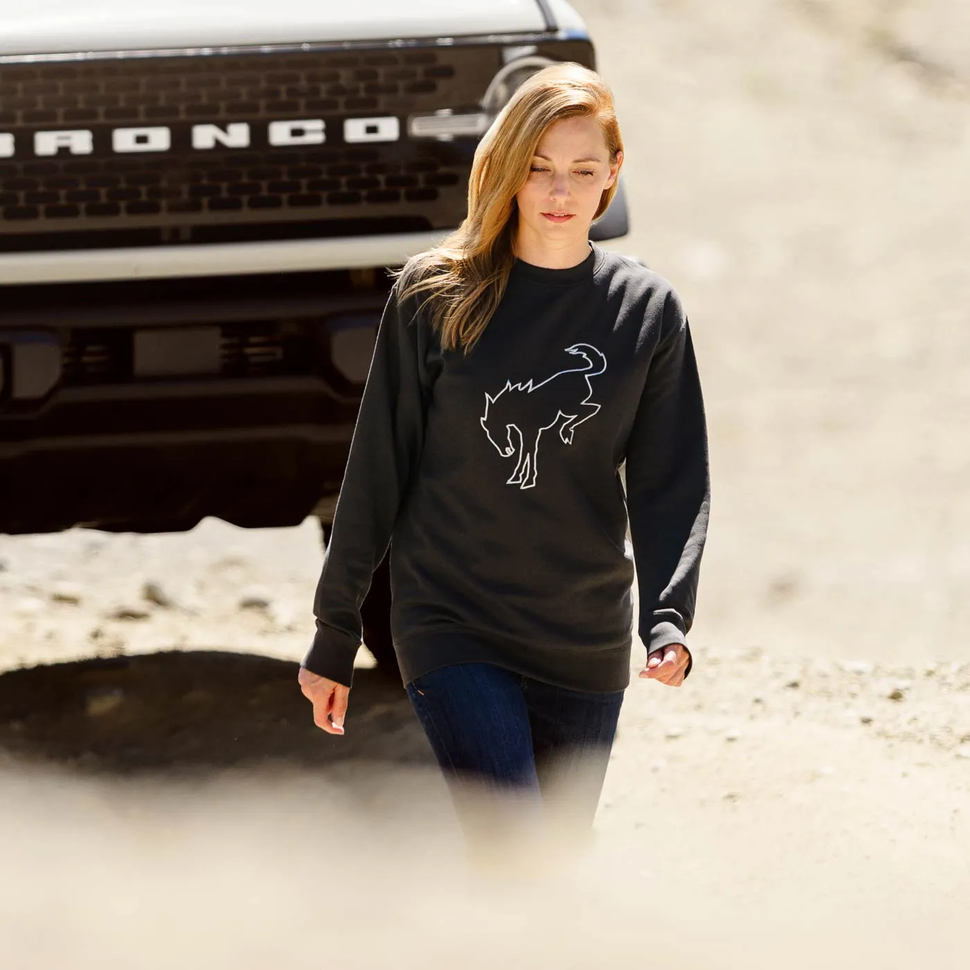 Ford Bronco Womens Charcoal Fleece Crewneck Sweatshirt sold by Ford product image thumbnail 3