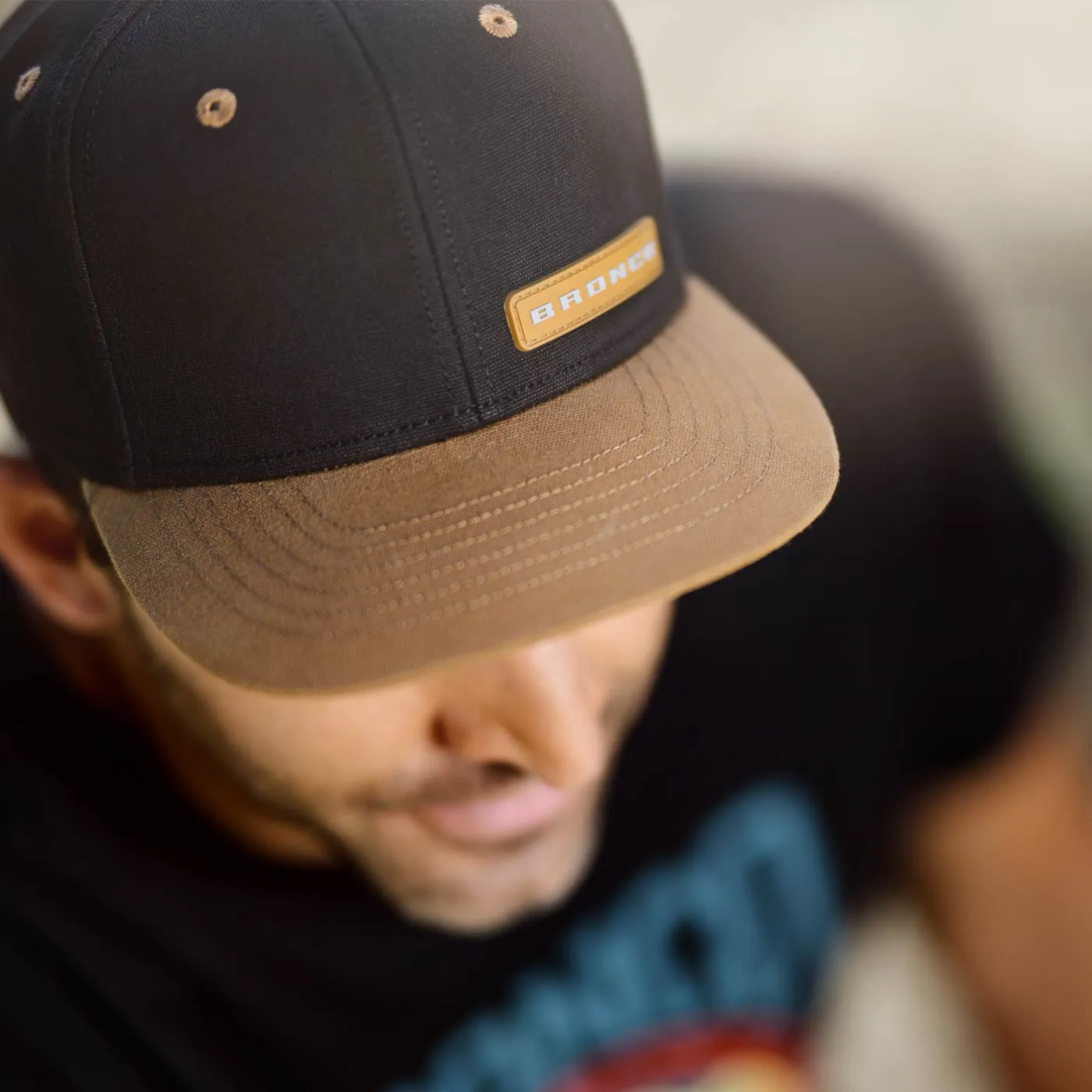 Ford Bronco Black & Tan Stretch Fit Slide Back Flat Bill Hat sold by Ford product image thumbnail 2