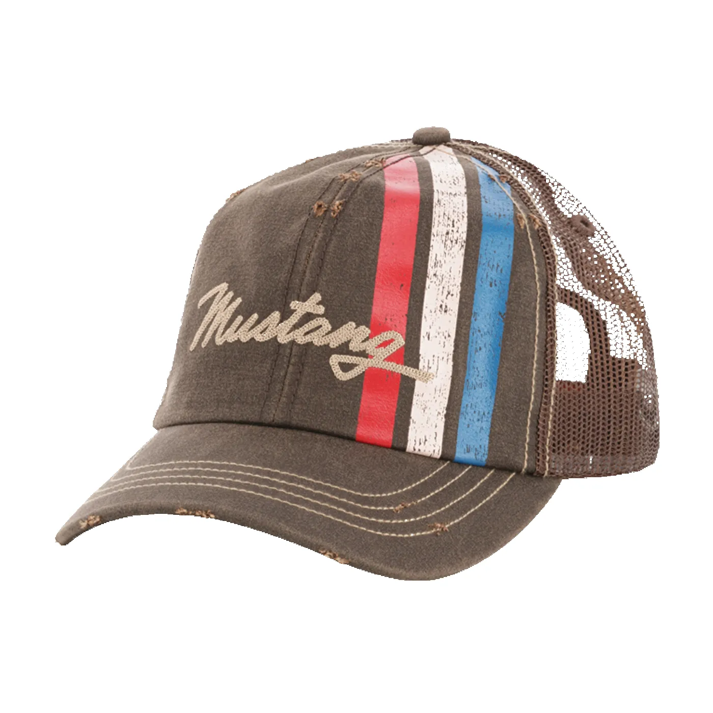 Ford Mustang Vintage Striped Distressed Snapback Hat sold by Ford