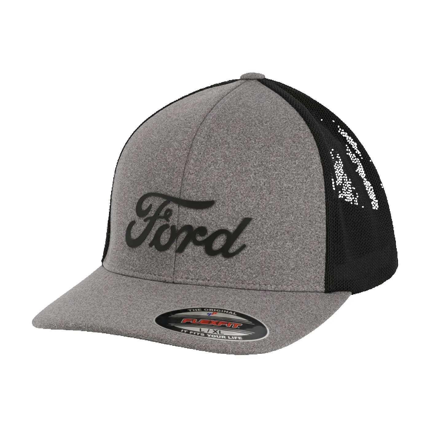 Ford Script Logo Gray & Black Stretch Fit Hat sold by Ford