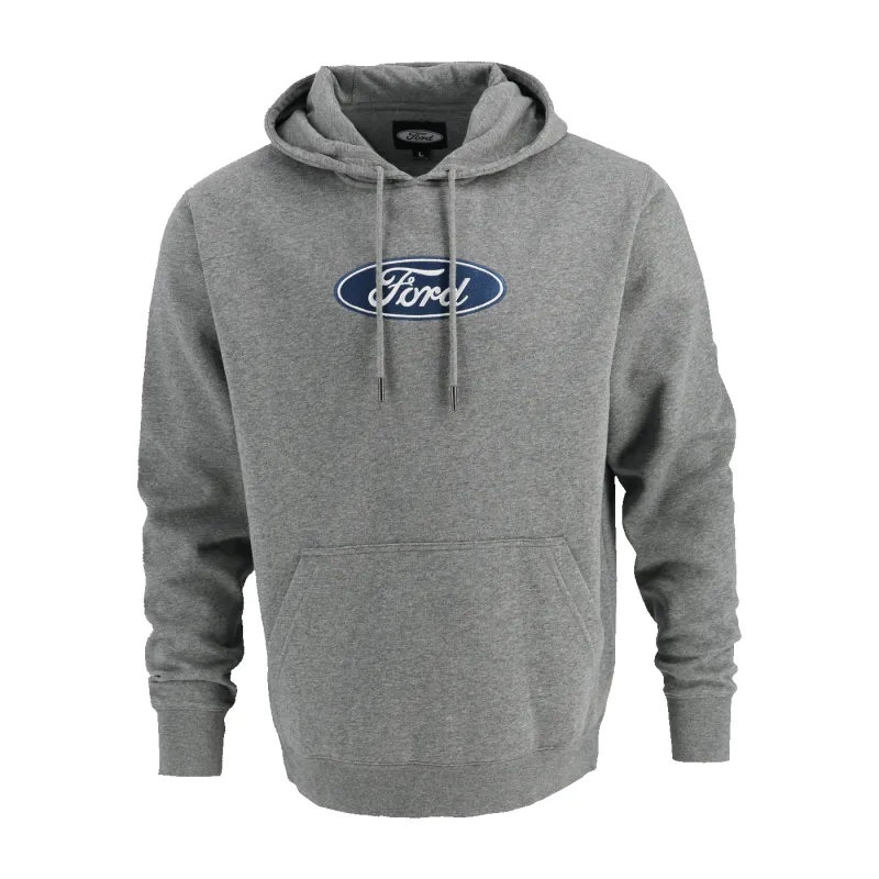 Ford Oval Mens Gray Pullover Fleece Hoodie sold by Ford