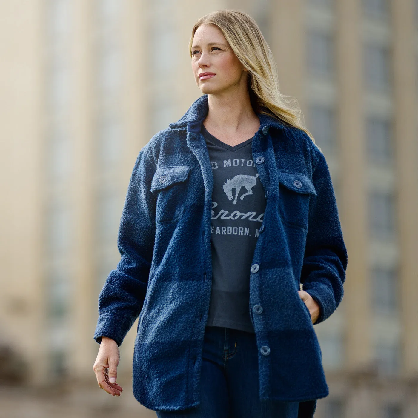 Ford Bronco Womens Plaid Button Up Shirt Jacket sold by Ford product image thumbnail 2