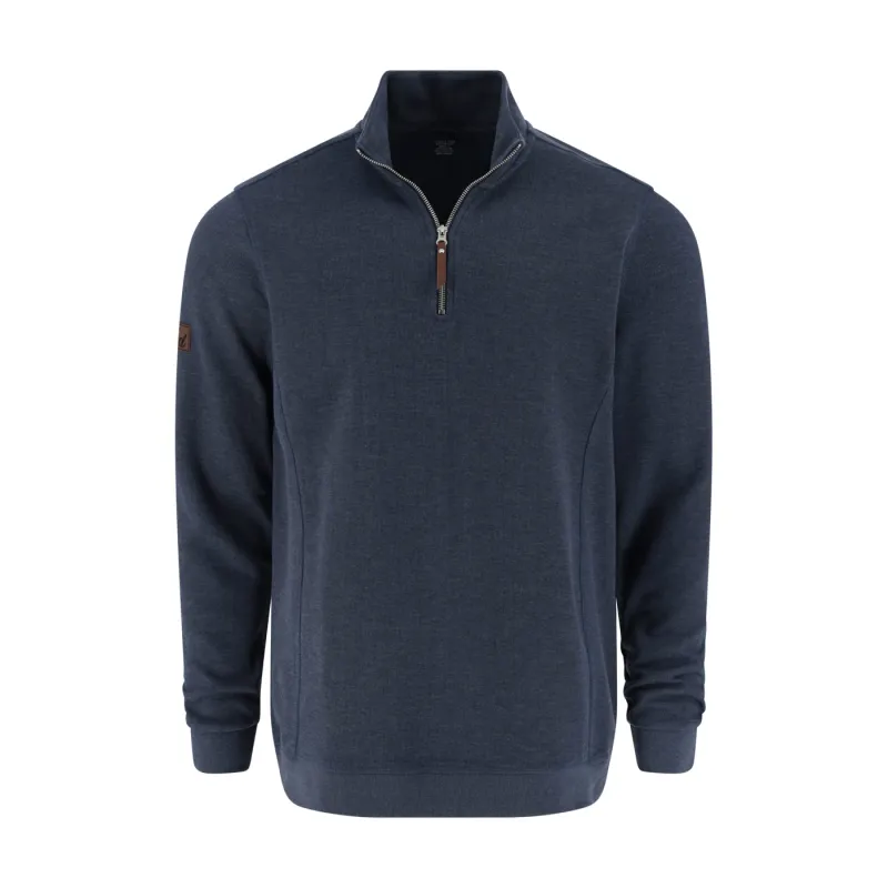 Ford Mens Heather Navy Quarter Zip Sweatshirt made by Ford