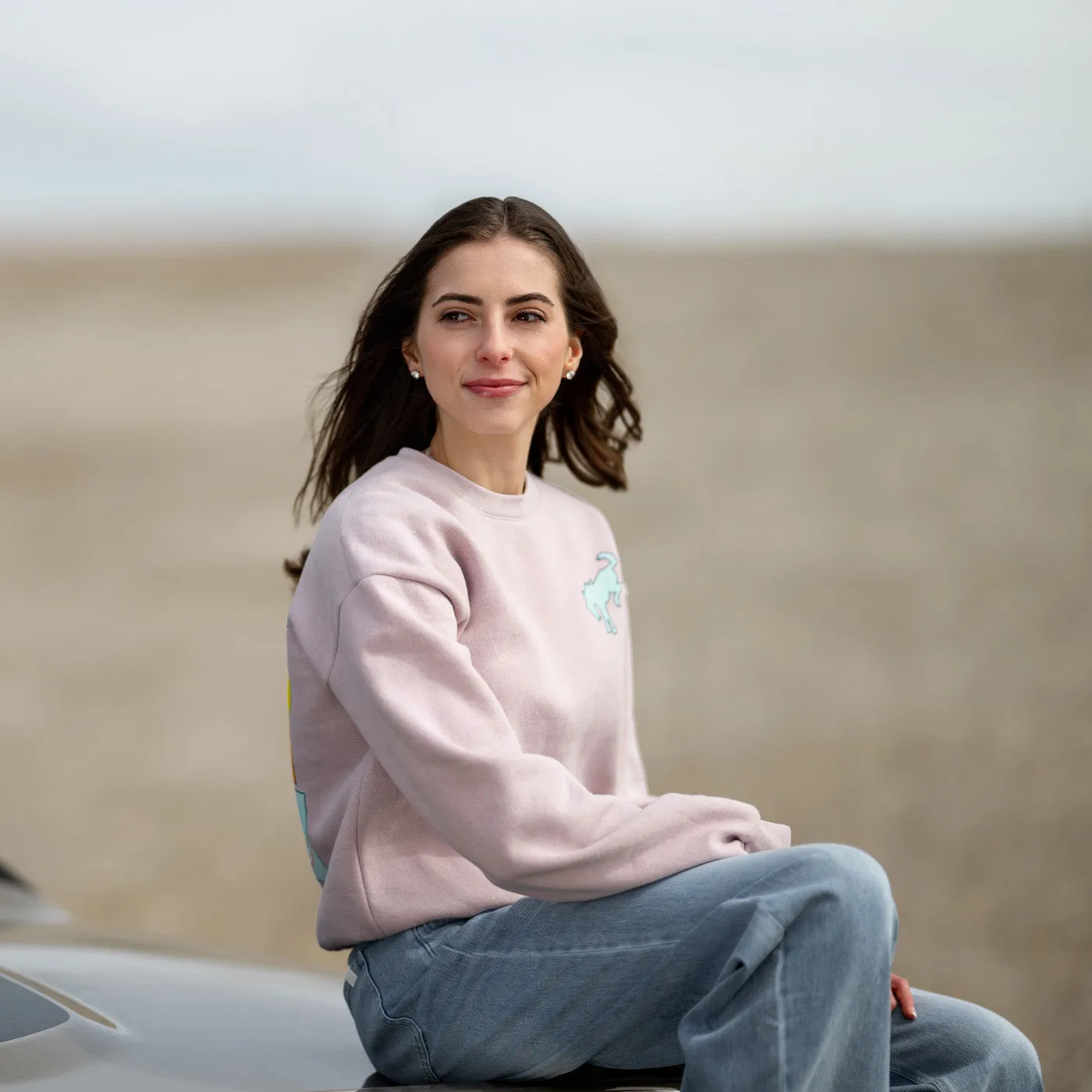 Ford Bronco Built Wild Womens Light Pink Crewneck Sweatshirt sold by Ford product image thumbnail 3
