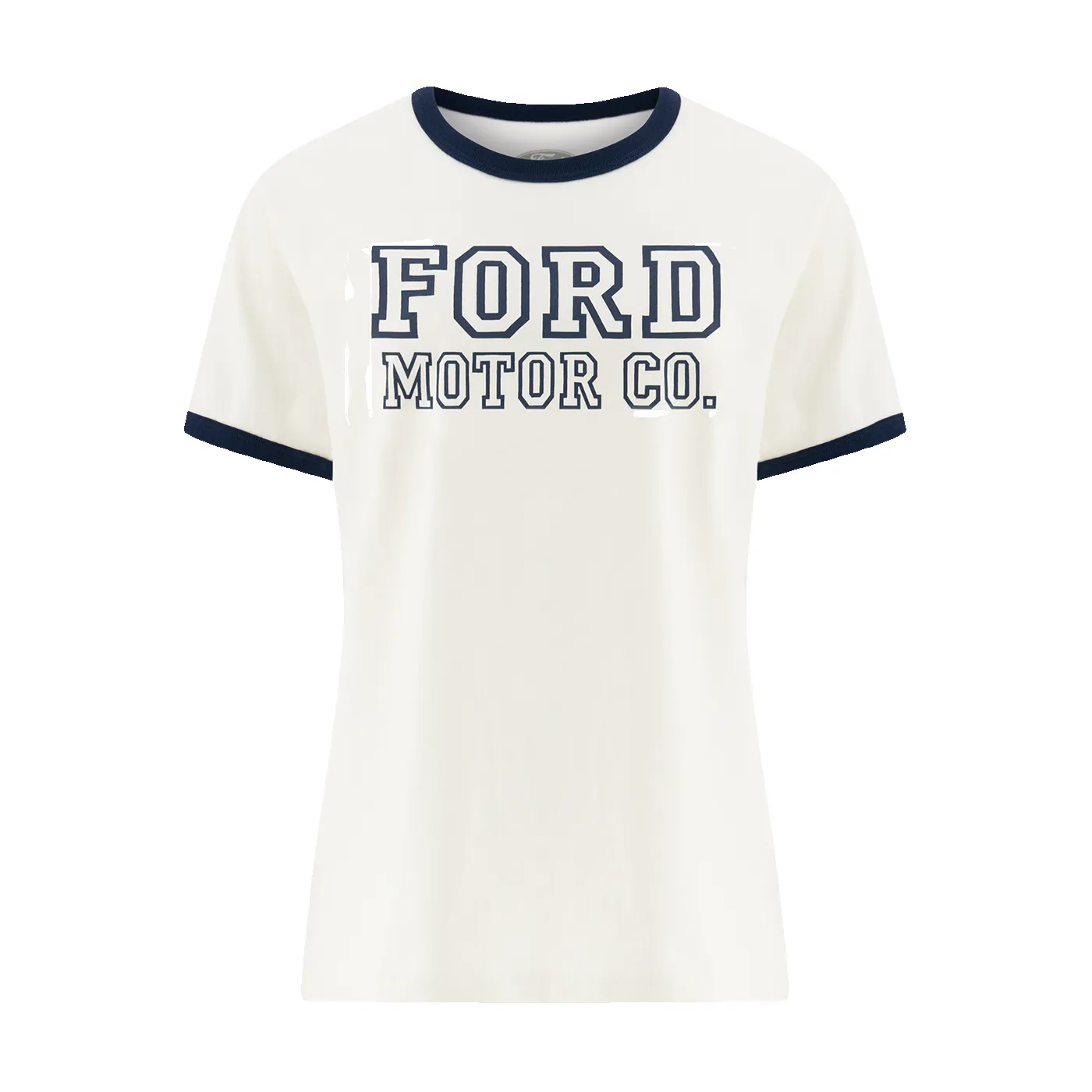 Ford Logo Womens Cream Collegiate Ringer T-Shirt sold by Ford