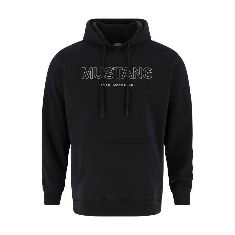 Ford Mustang Mens Black Block Letter Hoodie made by Ford