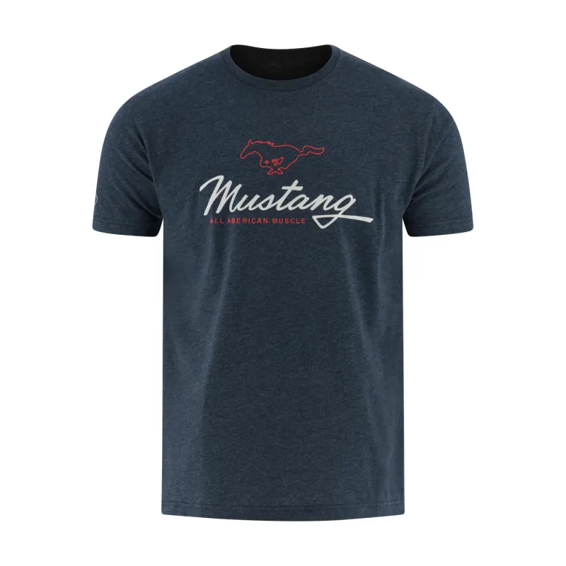 Ford Mustang Mens American Muscle Navy Blue T-Shirt made by Ford