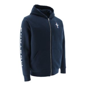 Ford Mustang Tribar Mens Navy Blue Fleece Zip Up Hoodie sold by Ford