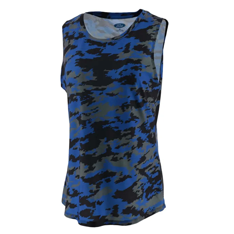 Ford Womens Blue Camo Performance Athletic Tank Top sold by Ford