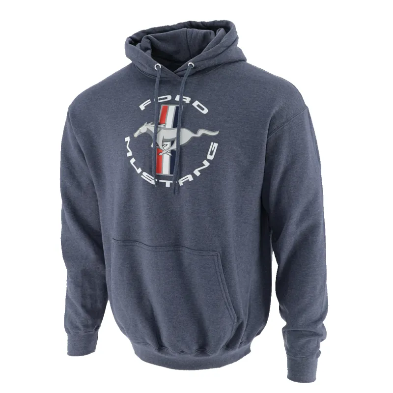 Ford Mustang Tribar Blue Mens Fleece Pullover Hoodie sold by Ford