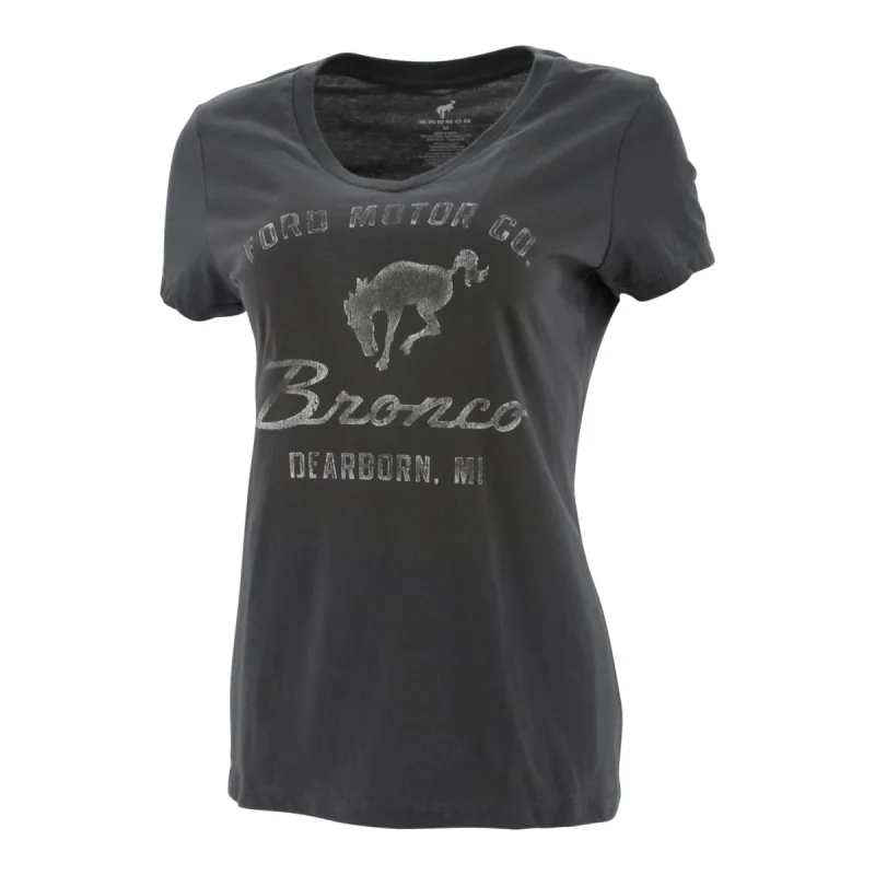 Ford Bronco Women's Vintage Logo V-Neck T-Shirt sold by Ford