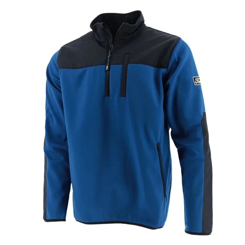 Ford Mens Blue Performance Fleece Quarter Zip Jacket sold by Ford
