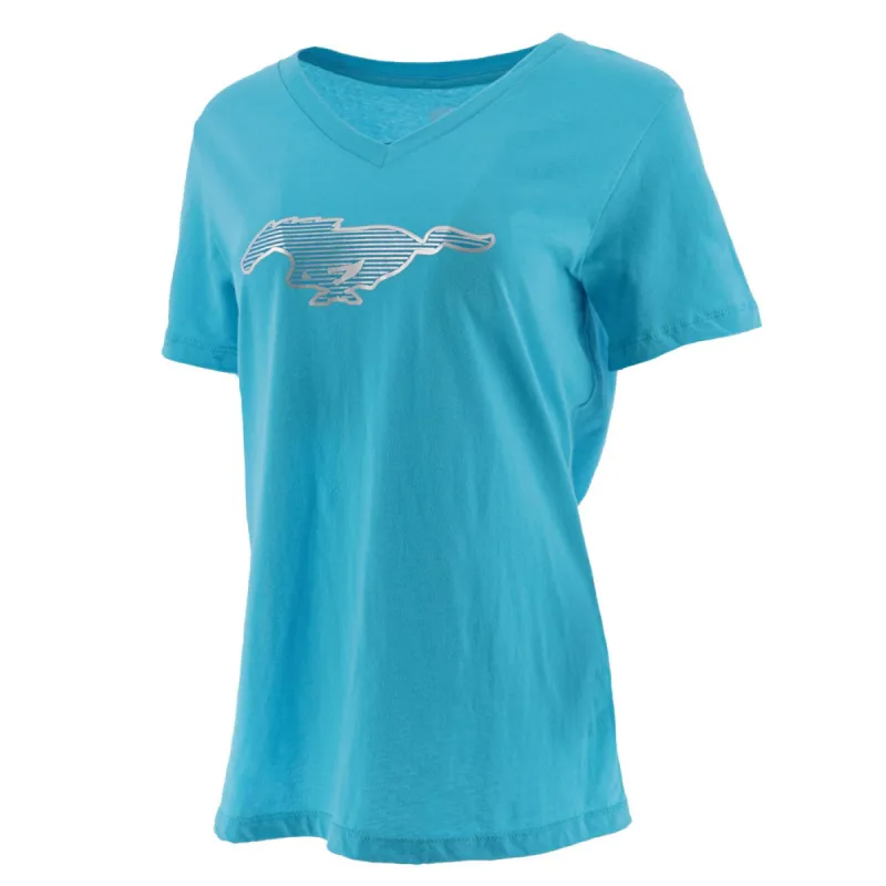 Ford Mustang Mach-E Womens Turquoise Silver Graphic T-Shirt sold by Ford
