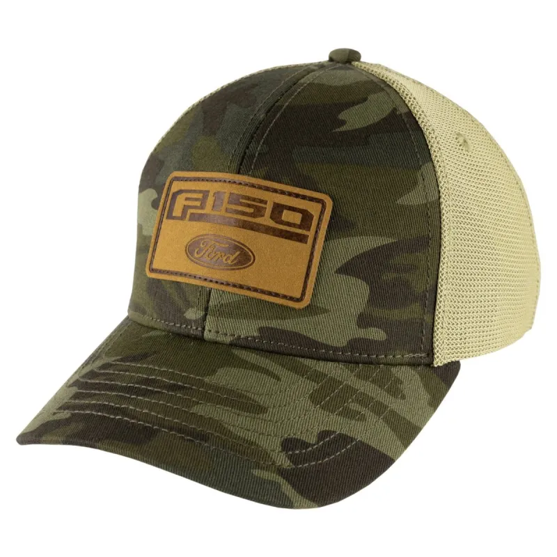 Ford Trucks F-150 Leather Patch Camo Trucker Snapback Hat sold by Ford