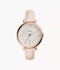 Jacqueline Three-Hand Date Blush Leather Watch sold by Fossil