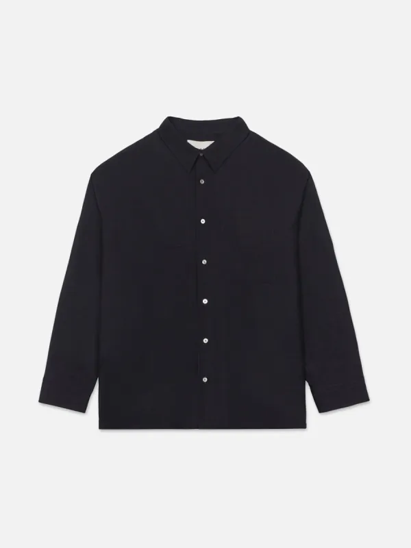 Wool Blend Relaxed Shirt -- Dark Navy made by Frame Denim