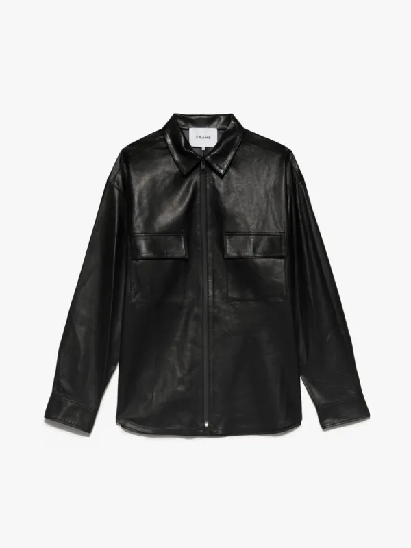 Long Sleeve Leather Shirt -- Noir sold by Frame Denim