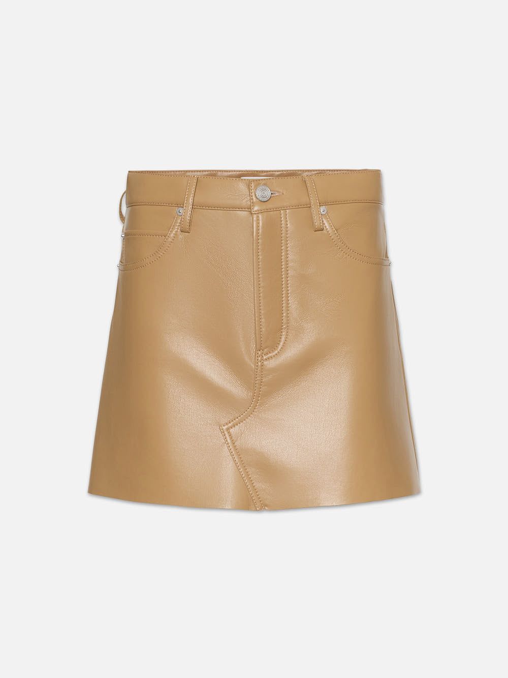 Recycled Leather Le High 'N' Tight Skirt -- Light Camel sold by Frame Denim
