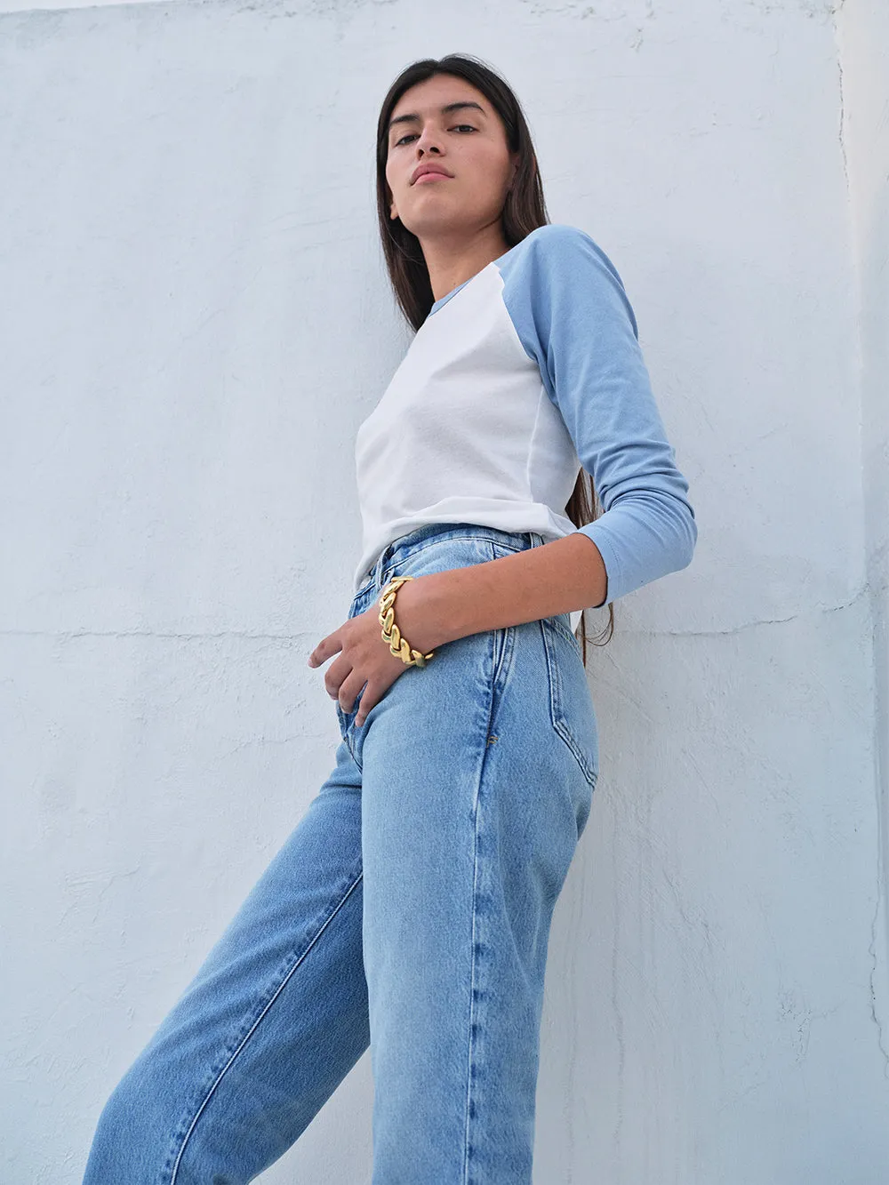 Raglan Baseball Tee -- Sky Blue Multi sold by Frame Denim product image thumbnail 3