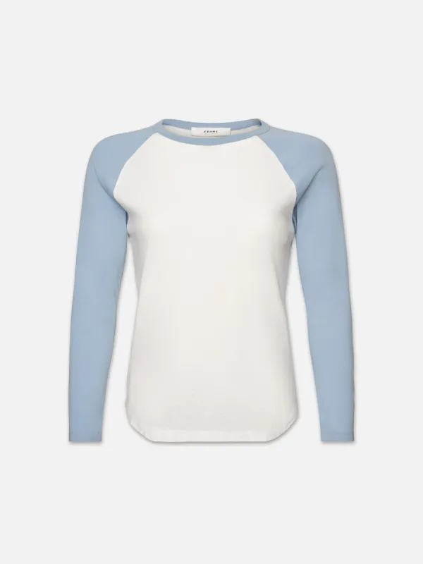 Raglan Baseball Tee -- Sky Blue Multi sold by Frame Denim
