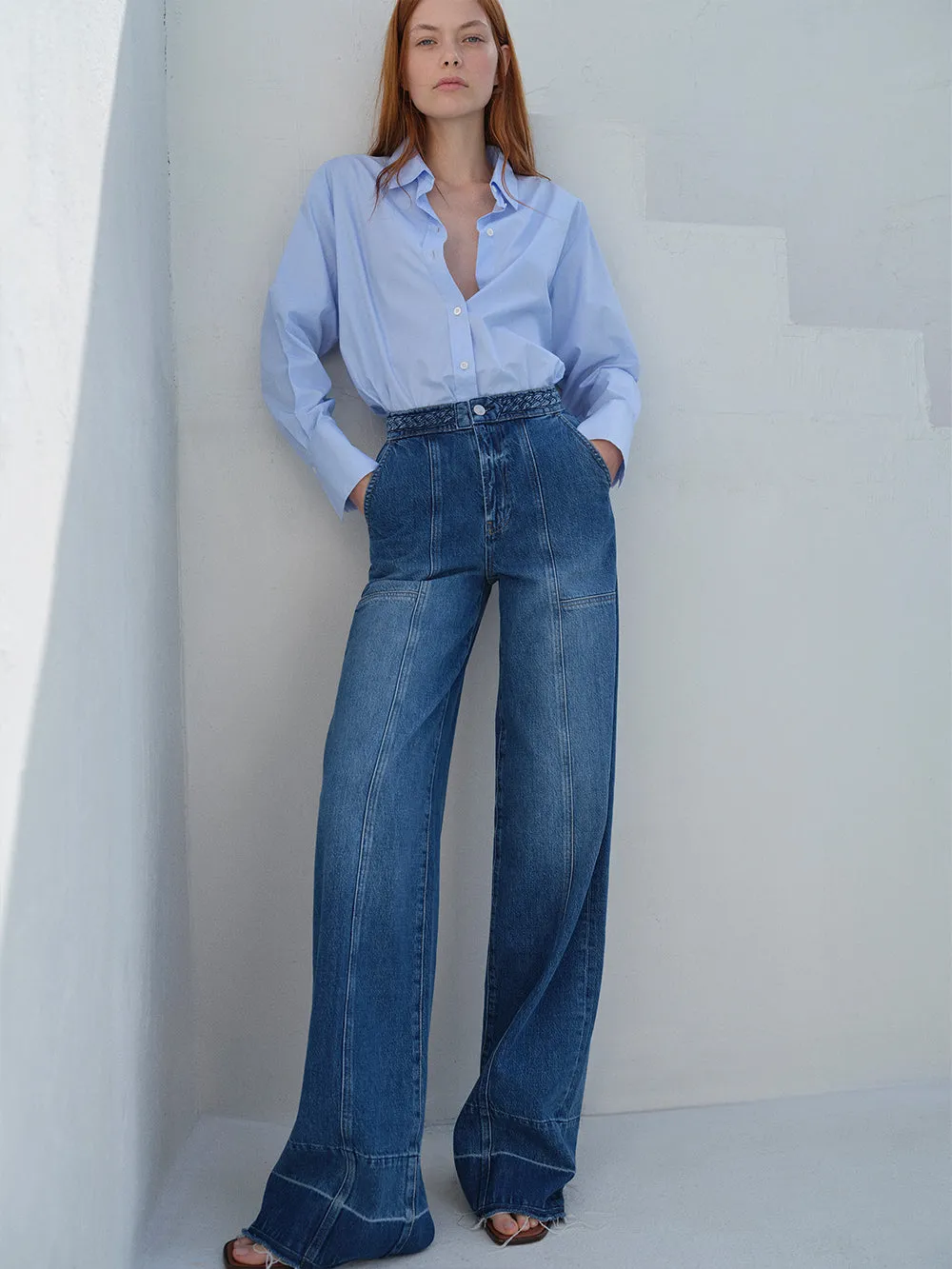 Braided Waistband Wide Leg -- Dewdrop sold by Frame Denim product image thumbnail 2