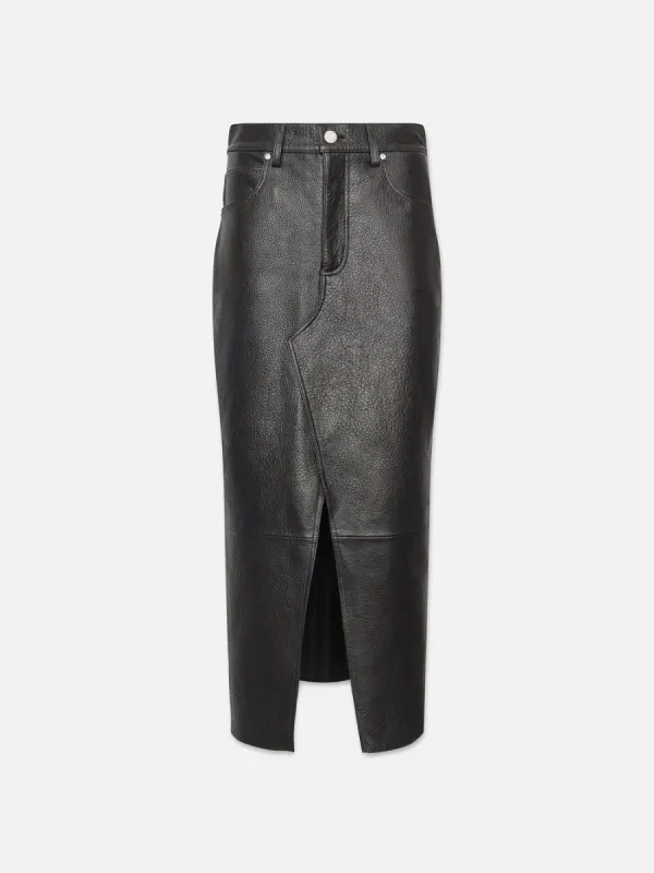 The Leather Midaxi Skirt -- Black sold by Frame Denim
