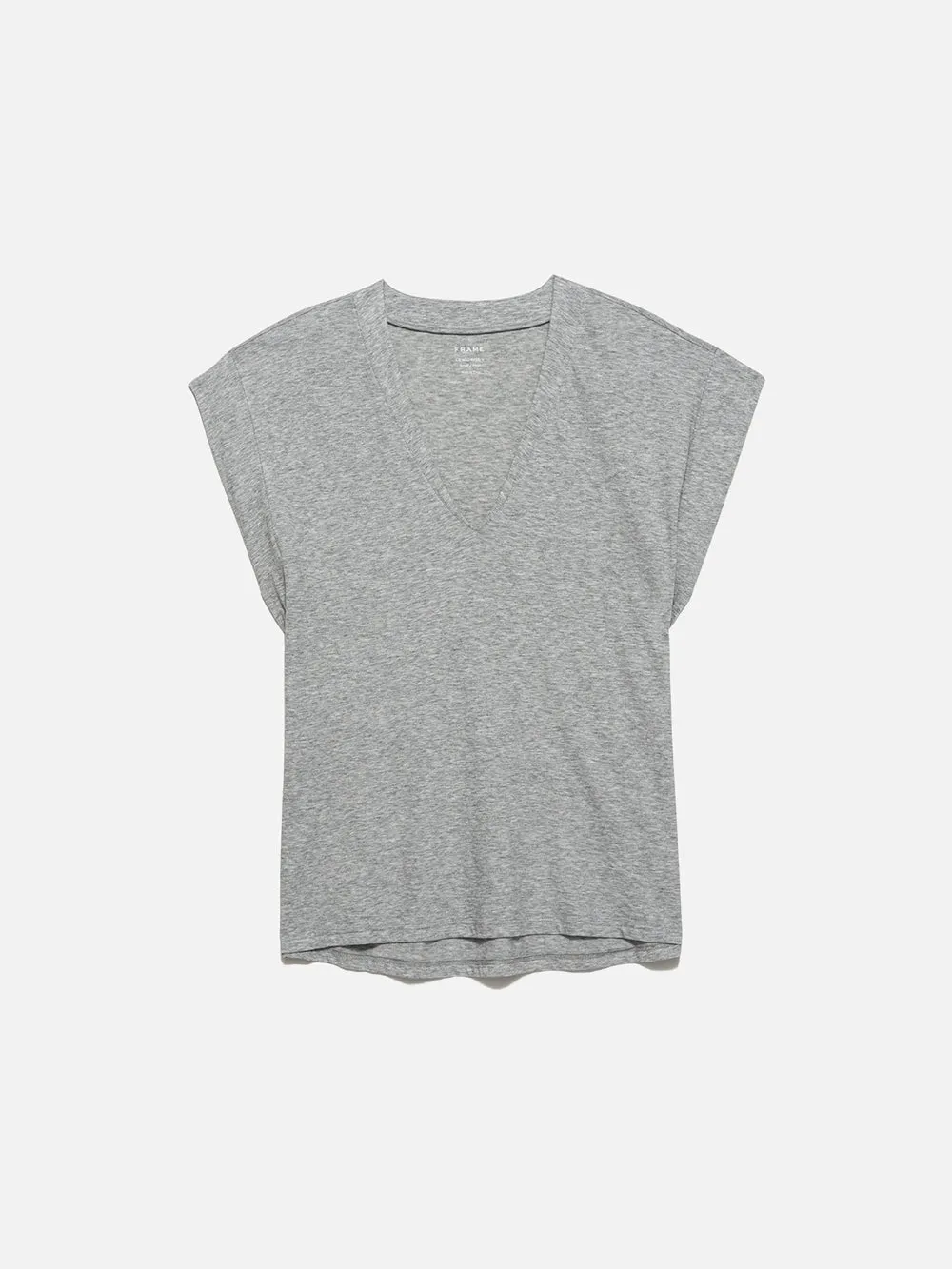 Le Mid Rise V Neck Tee -- Gris Heather sold by Frame Denim