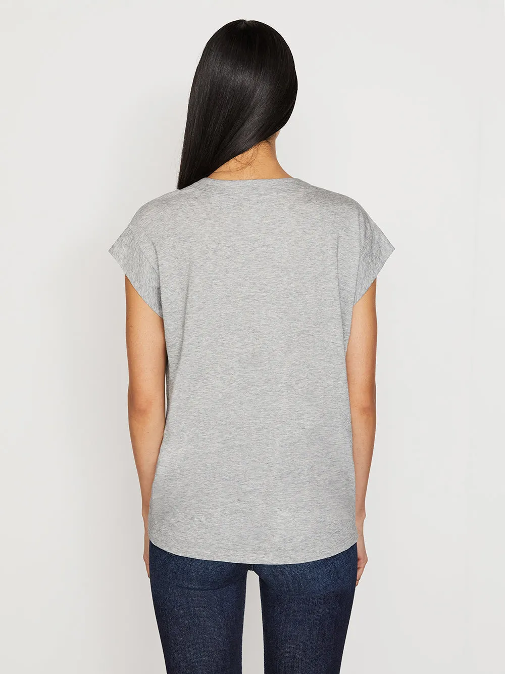 Le Mid Rise V Neck Tee -- Gris Heather sold by Frame Denim product image thumbnail 5