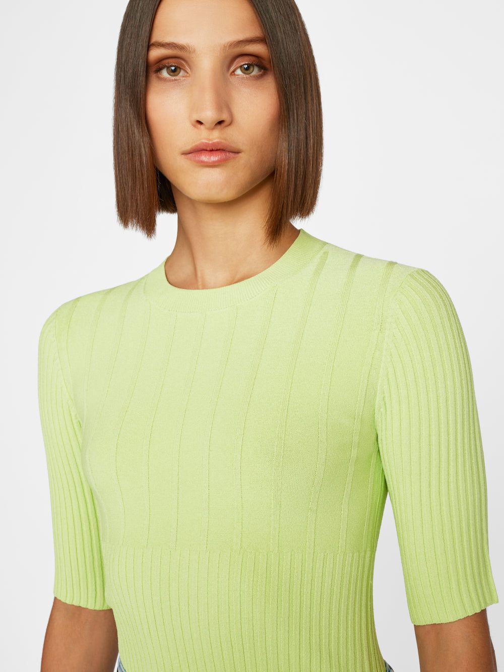 Mixed Rib Sweater -- Bright Lime sold by Frame Denim product image thumbnail 3