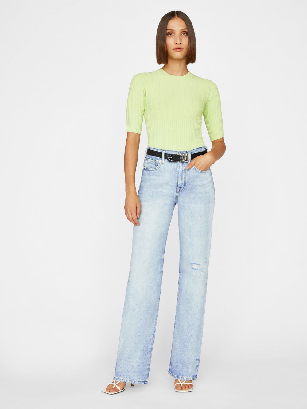 Mixed Rib Sweater -- Bright Lime sold by Frame Denim product image thumbnail 2