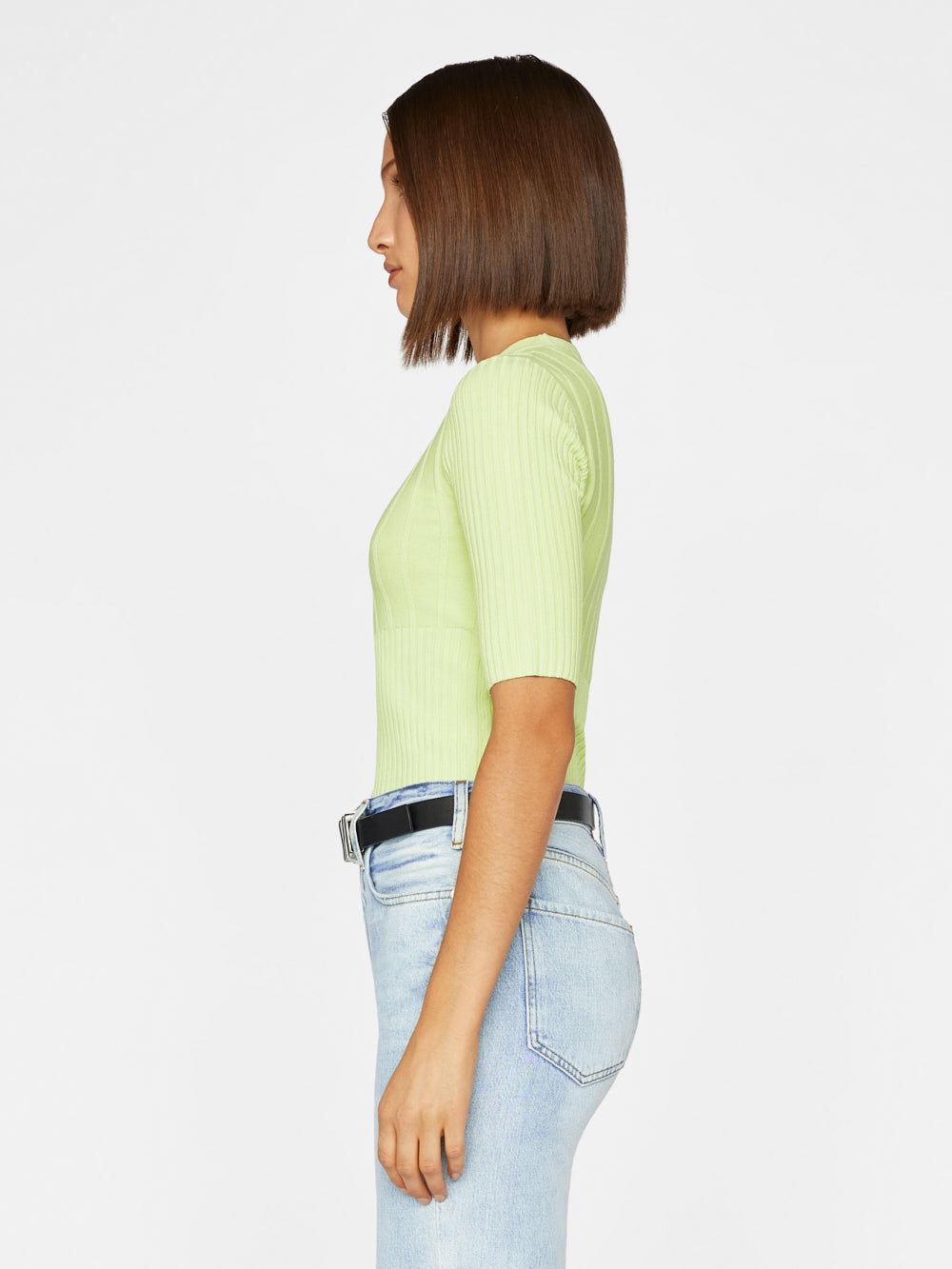 Mixed Rib Sweater -- Bright Lime sold by Frame Denim product image thumbnail 6