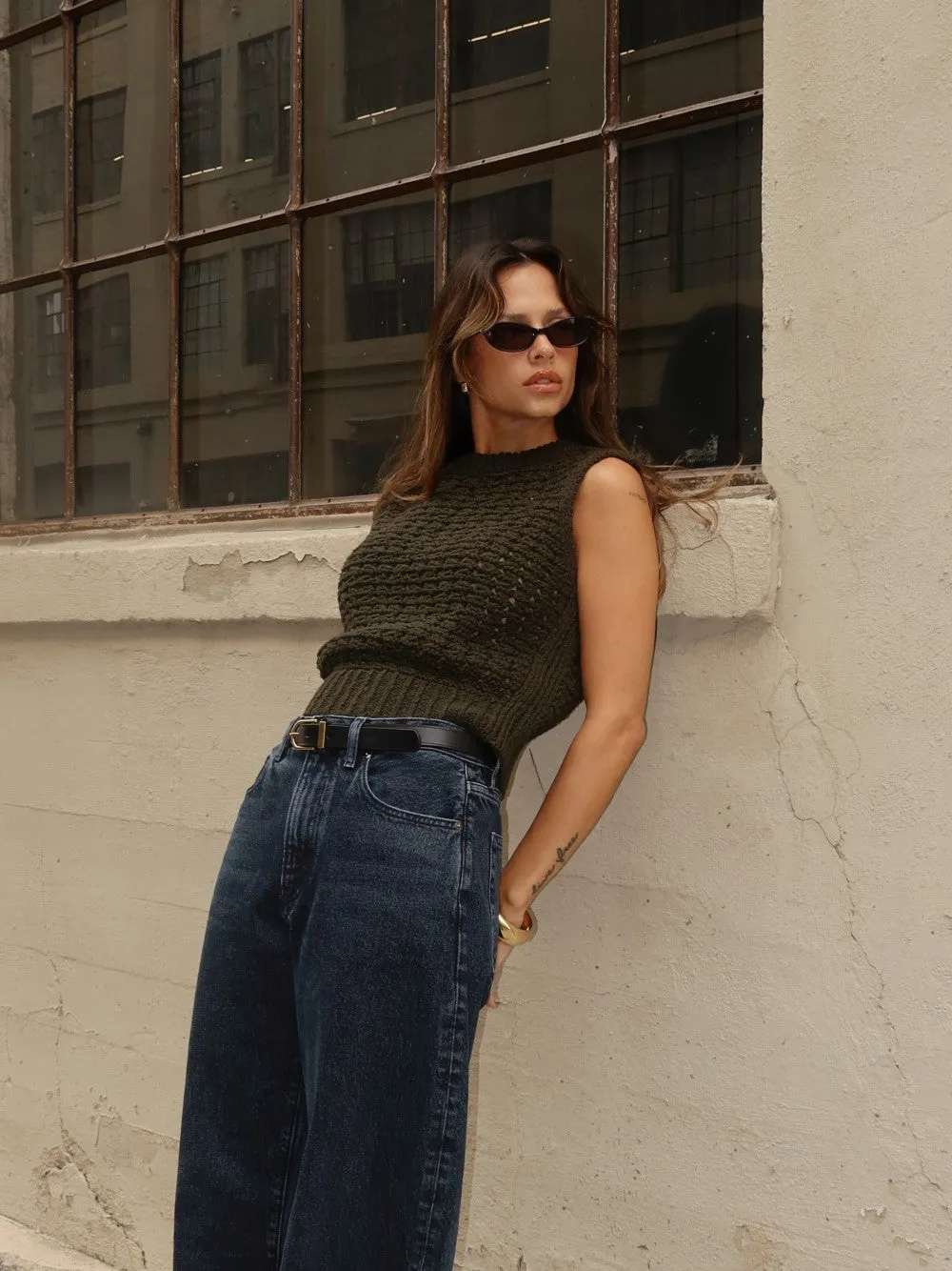 Tape Yarn Sweater Vest -- Military sold by Frame Denim product image thumbnail 2