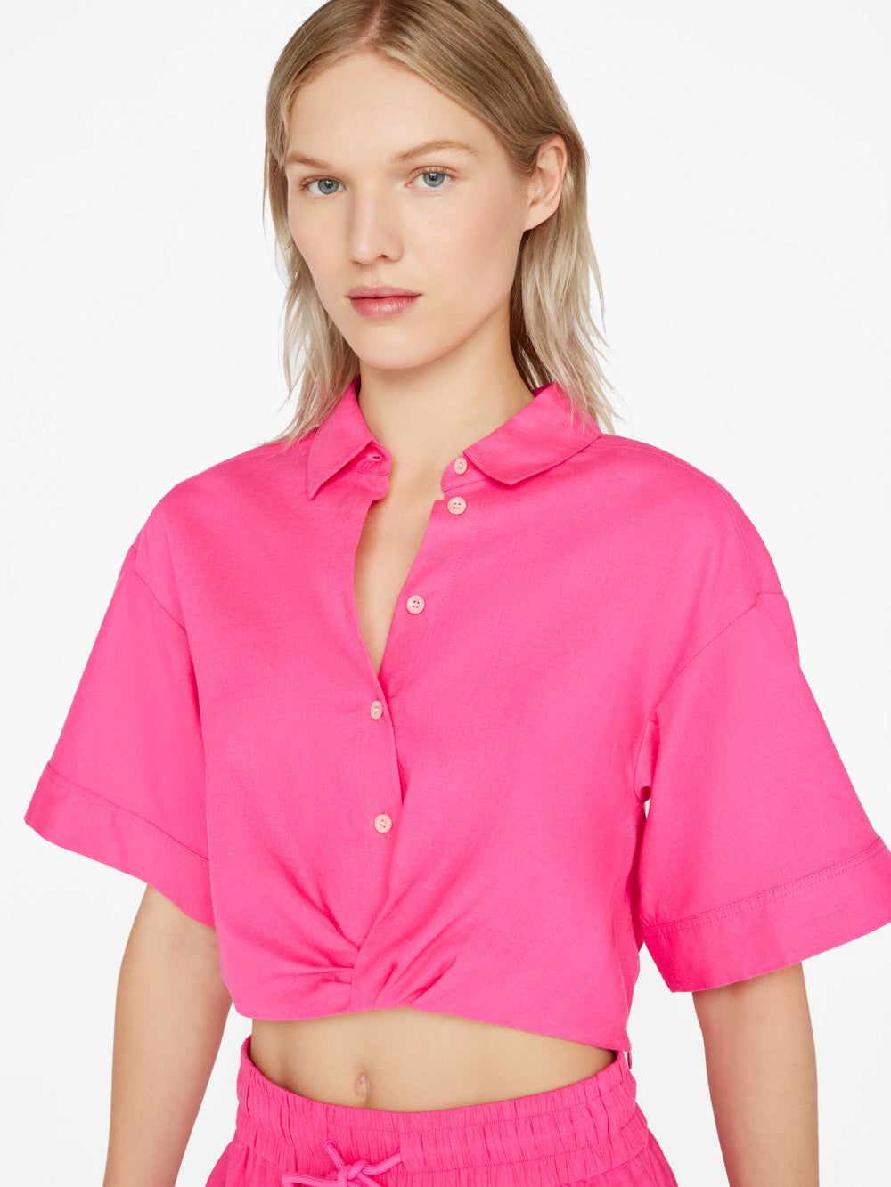 Cropped Twist Front Shirt -- Flamingo sold by Frame Denim product image thumbnail 9