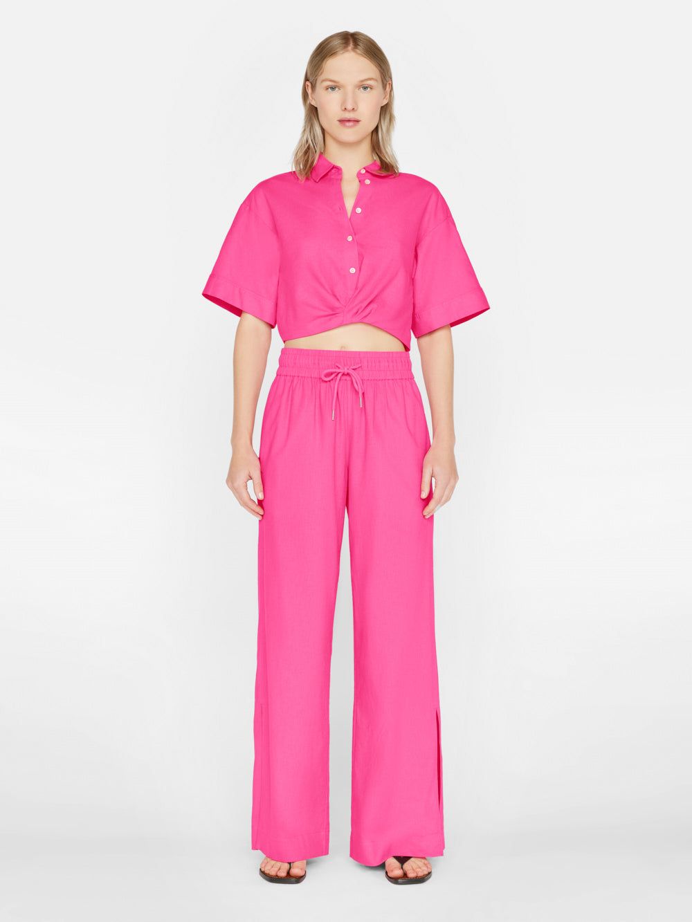 Cropped Twist Front Shirt -- Flamingo sold by Frame Denim product image thumbnail 3