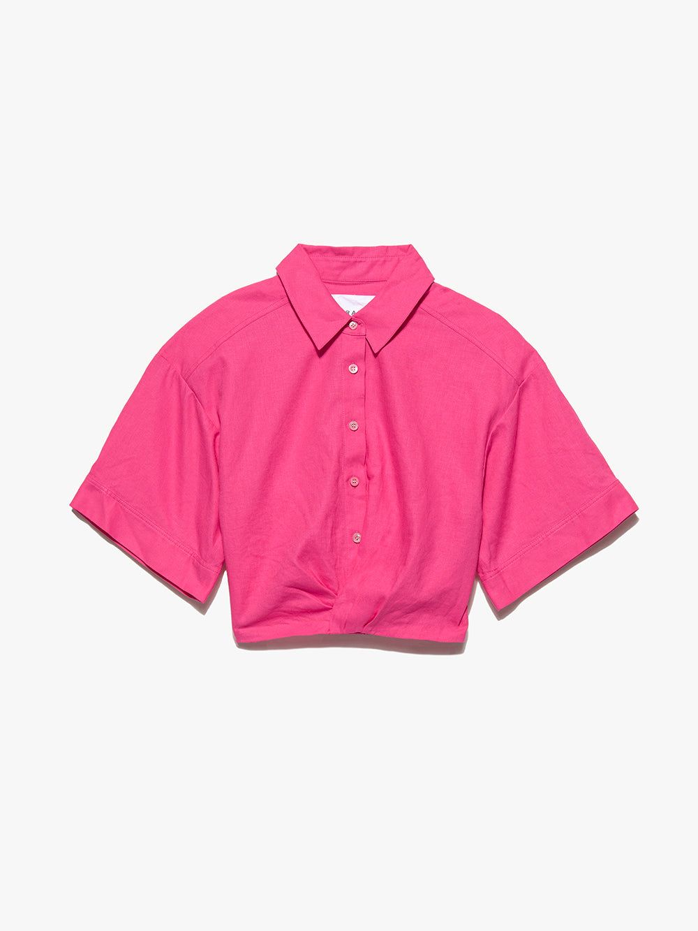 Cropped Twist Front Shirt -- Flamingo sold by Frame Denim