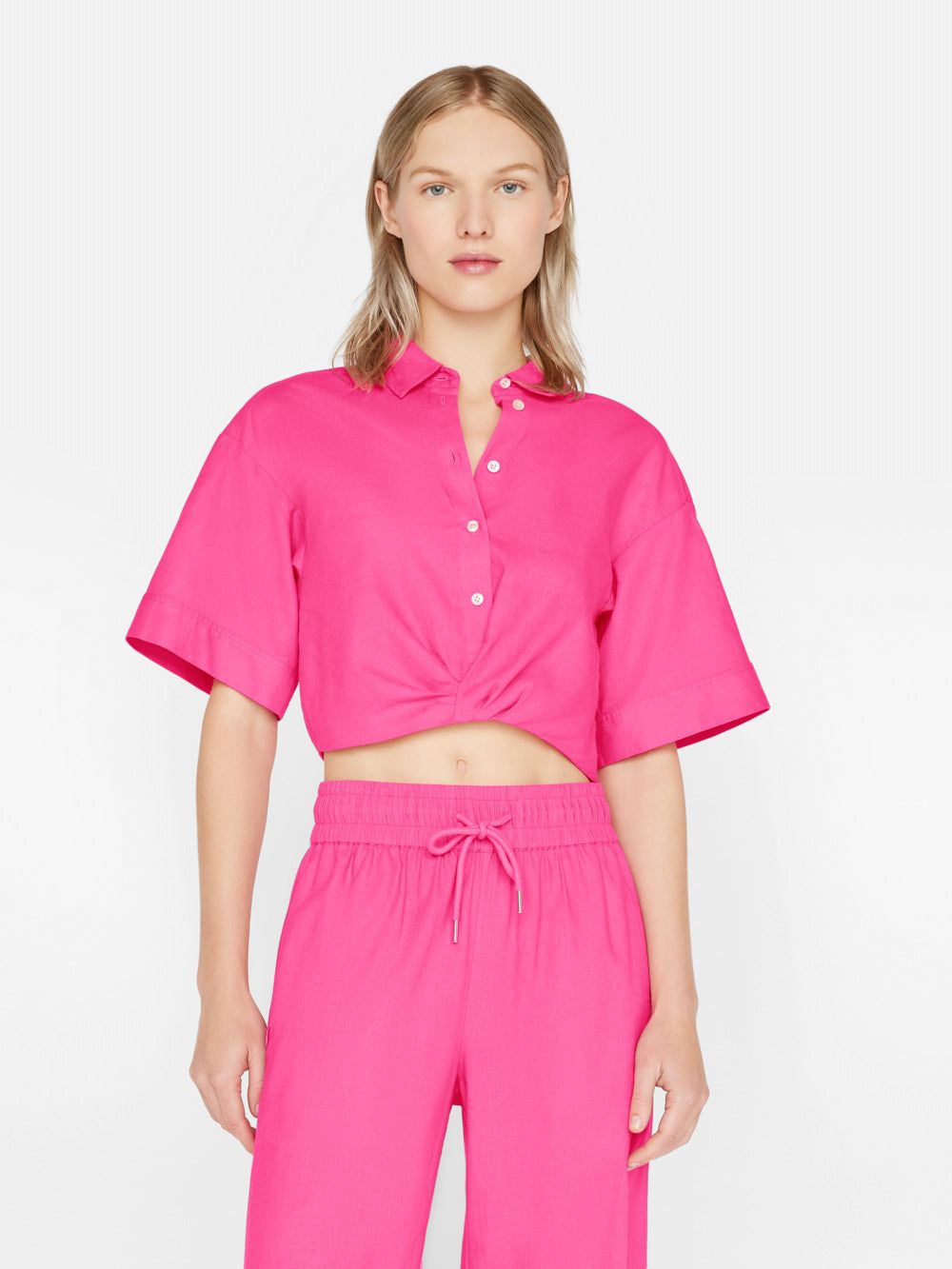 Cropped Twist Front Shirt -- Flamingo sold by Frame Denim product image thumbnail 2