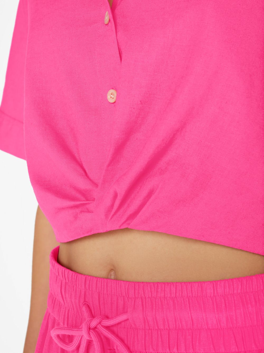Cropped Twist Front Shirt -- Flamingo sold by Frame Denim product image thumbnail 4