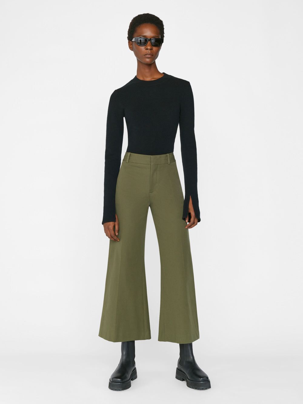 Le Palazzo Crop Trouser -- Fatigue sold by Frame Denim product image thumbnail 2